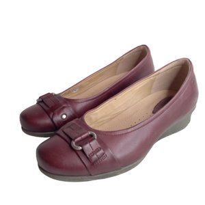 Ecco Womens Classic Pump Wedge Flats Shoes Burgundy Leather Slip On US 8…